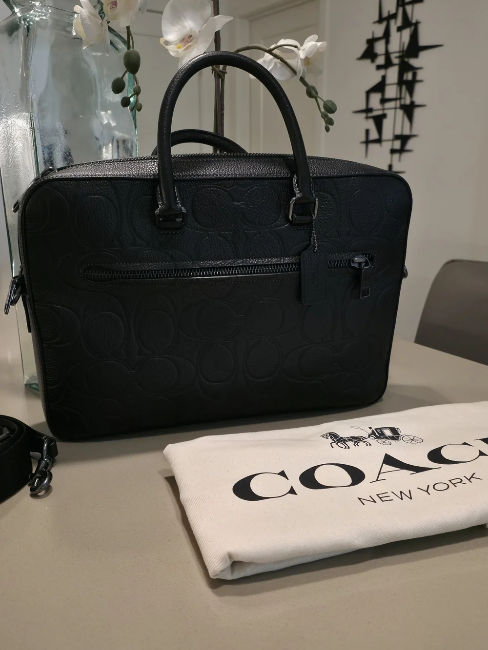 Coach Ethan Slim Brief in Signature Leather